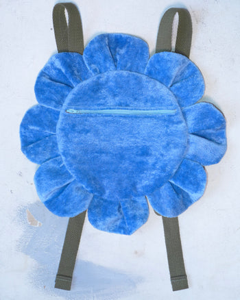 Fuzzy Blue Flower Backpack • 1-of-1